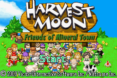 Harvest Moon: Friends of Mineral Town title screen for GameBoy Advance